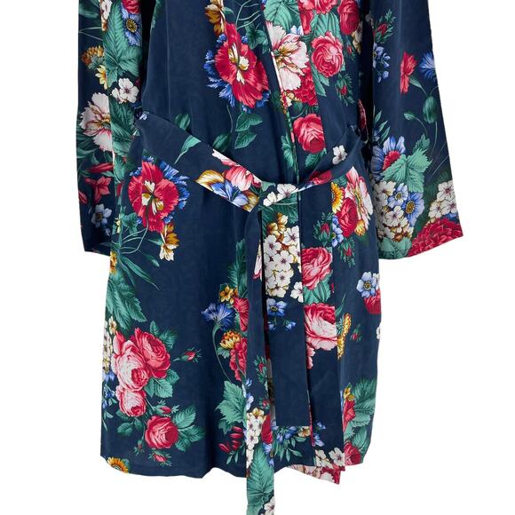 Johnny Was Evelyn Silk Sleep Robe Floral Print Cozy Size XS - Picture 5 of 11